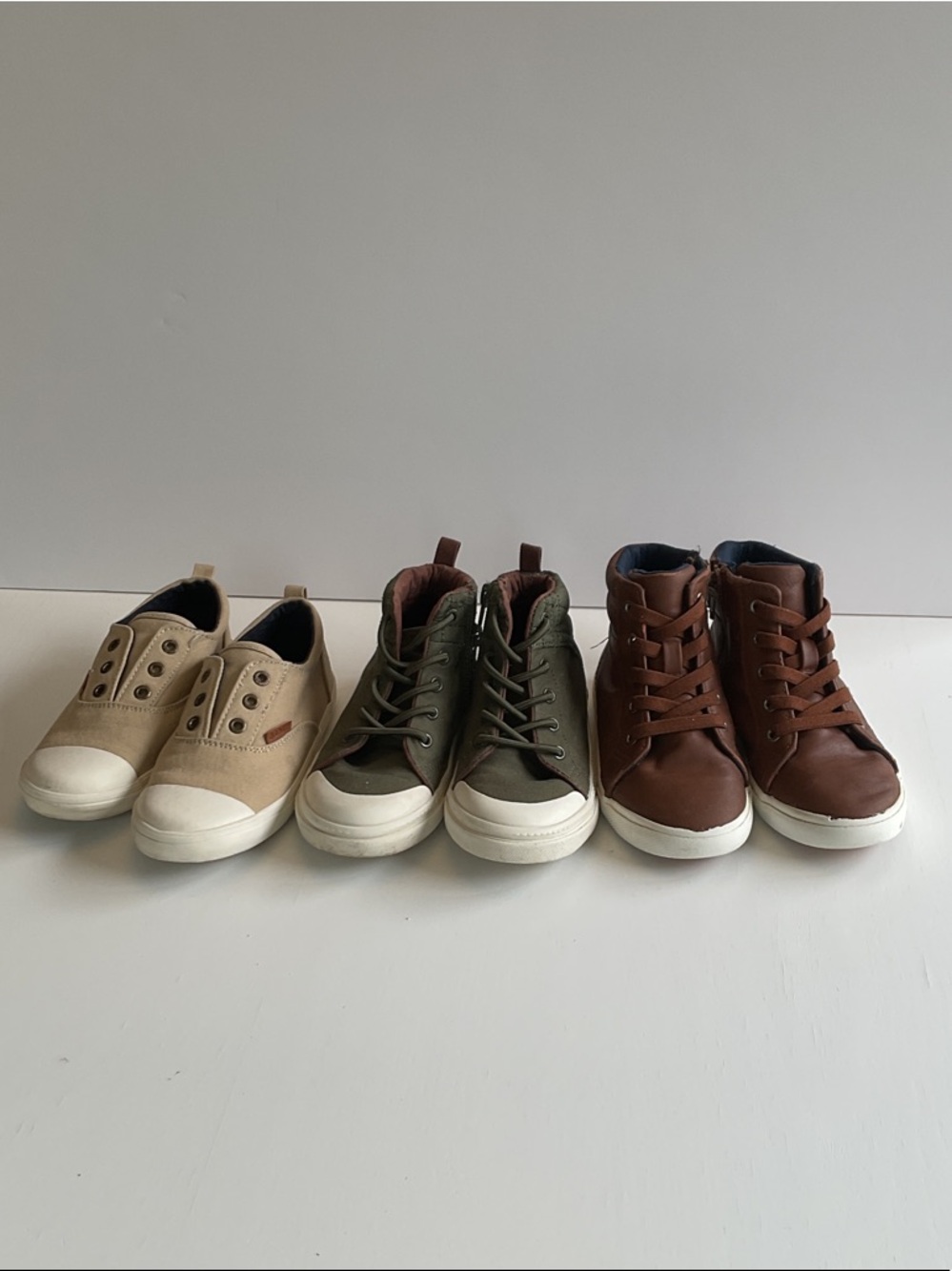 Old Navy Kids Beige, Olive, and Brown Sneakers Set